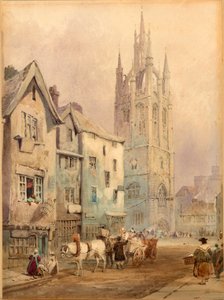 Katedra św. Mikołaja, Newcastle upon Tyne (tusz (sepia) i akwarela na papierze (na kartonie))